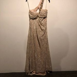 Nude lace prom dress